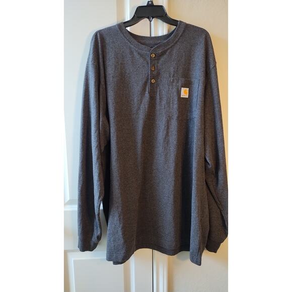 Carhartt Men's Workwear Long-Sleeve Pocket Henley Gray T-Shirt XL - Picture 1 of 11